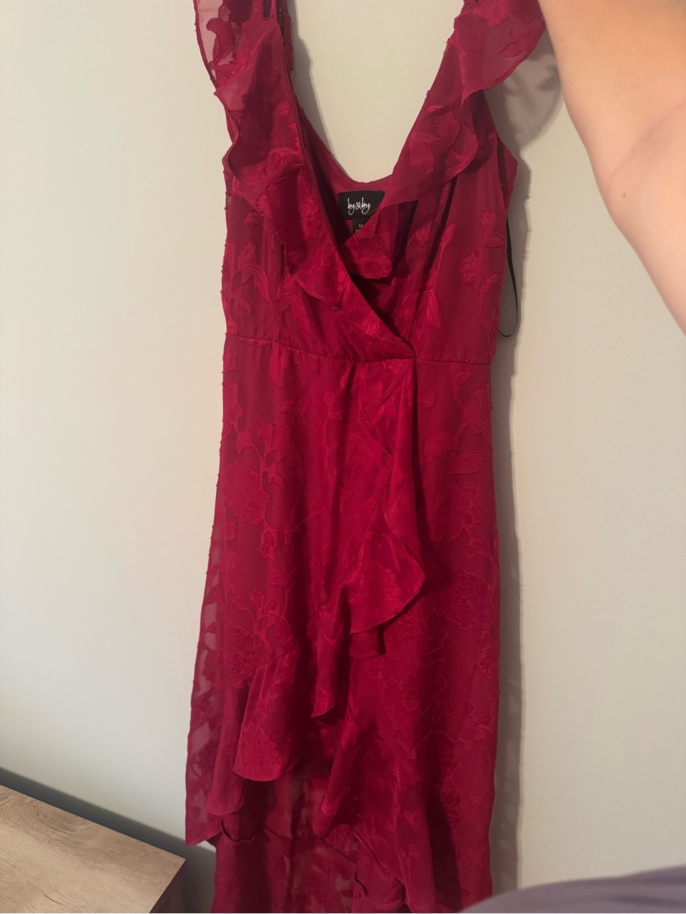 By By red floral dress